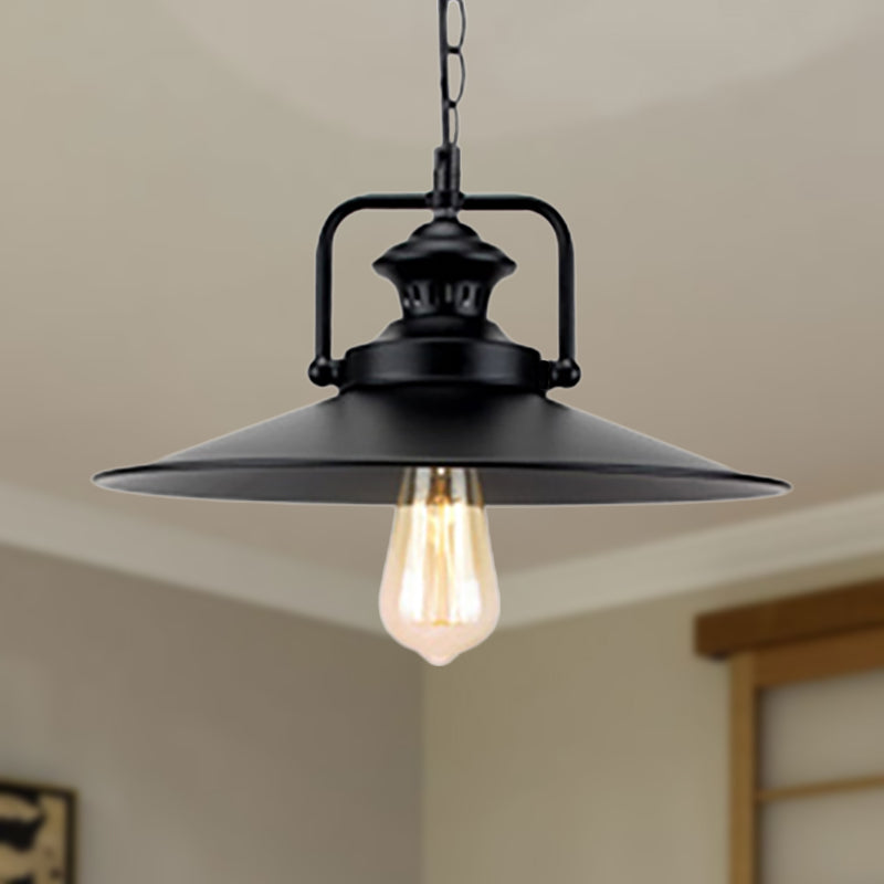 Suspension métallique évasée de 10"/14" en noir - Idéale pour loft industriel et salle d'étude