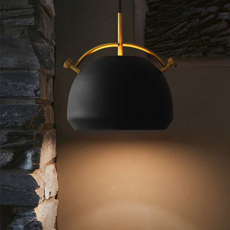 Retro Dome Shade Hanging Ceiling Light - Stylish Metal Pendant Lamp In Black/White 10/11/13 Width