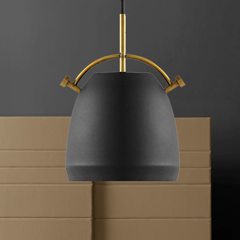 Retro Dome Shade Hanging Ceiling Light - Stylish Metal Pendant Lamp for Table - 10"/11"/13" Width - Black/White - 1 Bulb