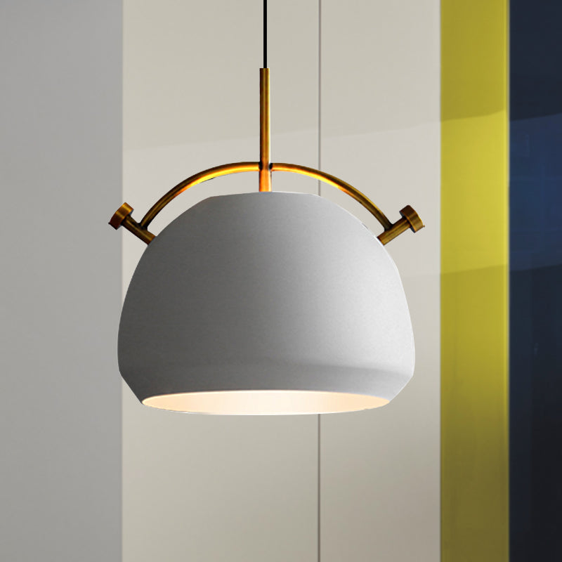 Retro Dome Shade Hanging Ceiling Light - Stylish Metal Pendant Lamp for Table - 10"/11"/13" Width - Black/White - 1 Bulb