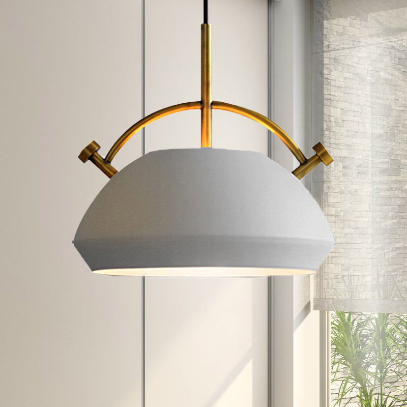 Retro Dome Shade Hanging Ceiling Light - Stylish Metal Pendant Lamp In Black/White 10/11/13 Width