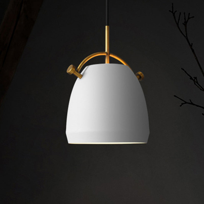Retro Dome Shade Hanging Ceiling Light - Stylish Metal Pendant Lamp In Black/White 10/11/13 Width