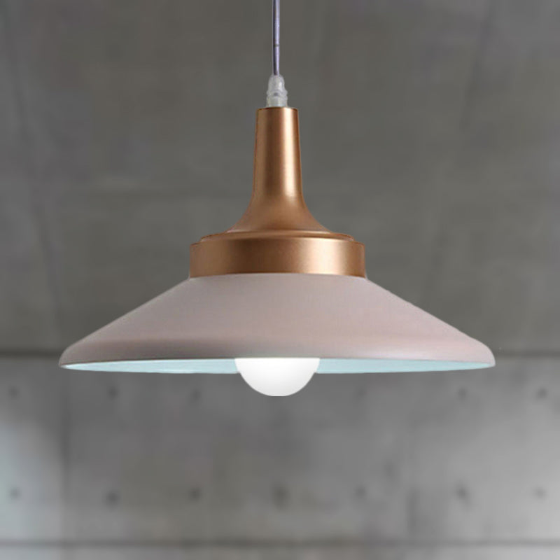 Conic Metal Pendant Lighting - Nordic Style, 1 Light, Black/White, 9.5"/14" Width