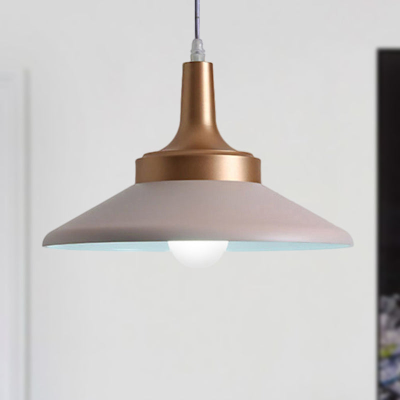 Conic Metal Pendant Lighting - Nordic Style, 1 Light, Black/White, 9.5"/14" Width