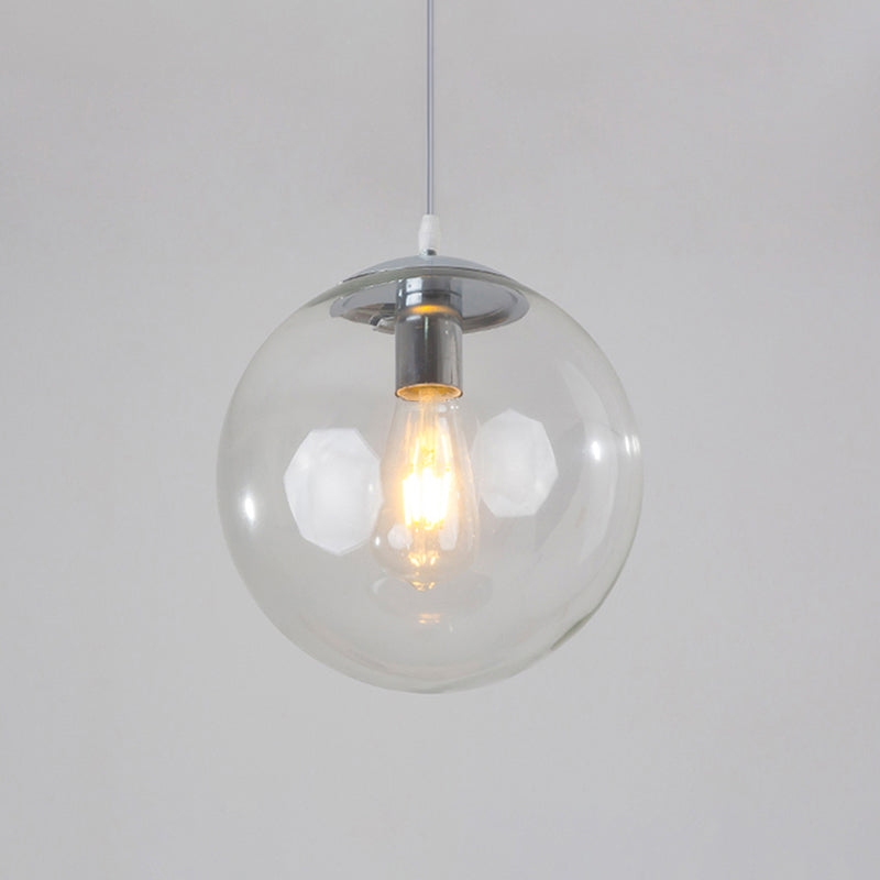 Sleek 1-Head Restaurant Pendant Lamp With Glass Sphere Shade Clear / 12
