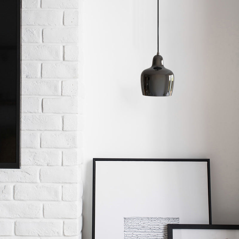 Modern Urn Shaped Metal Suspension Light - 1-Light Pendant For Restaurants Black