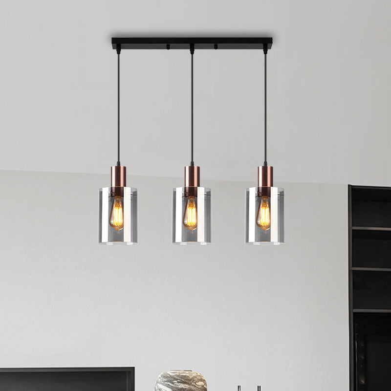 Modern Rose Gold Cluster Pendant Light with Smoked Glass, Ideal for Restaurants