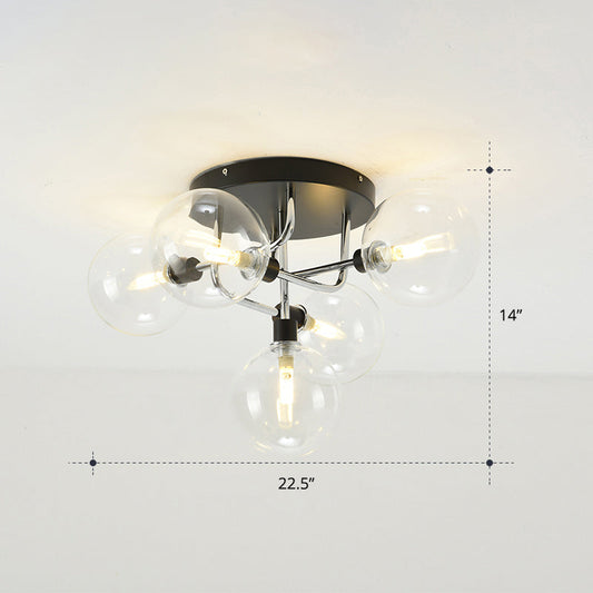 Modern Clear Glass Semi-Flush Ceiling Light - Stylish Flush Mount Fixture for Dining Room