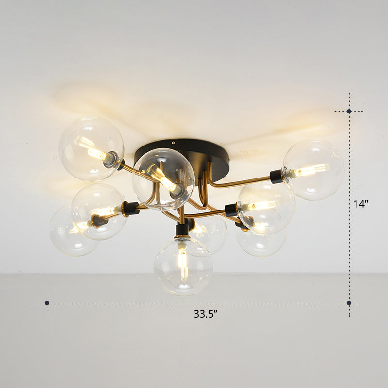 Modern Clear Glass Semi-Flush Ceiling Light - Stylish Flush Mount Fixture for Dining Room
