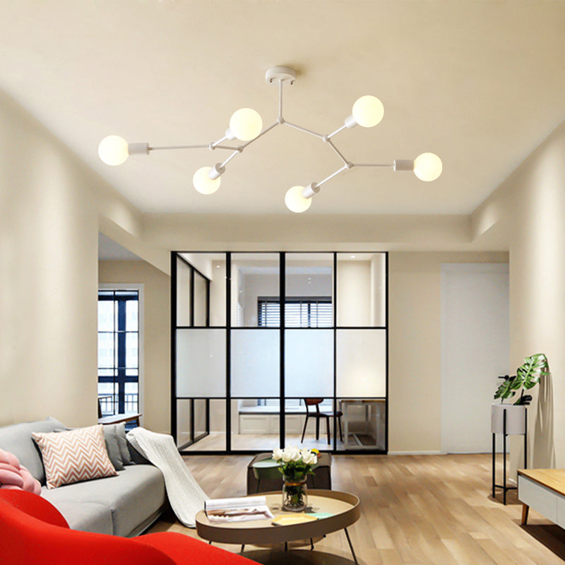 Lustre minimaliste en métal moléculaire : éclairage de salon élégant