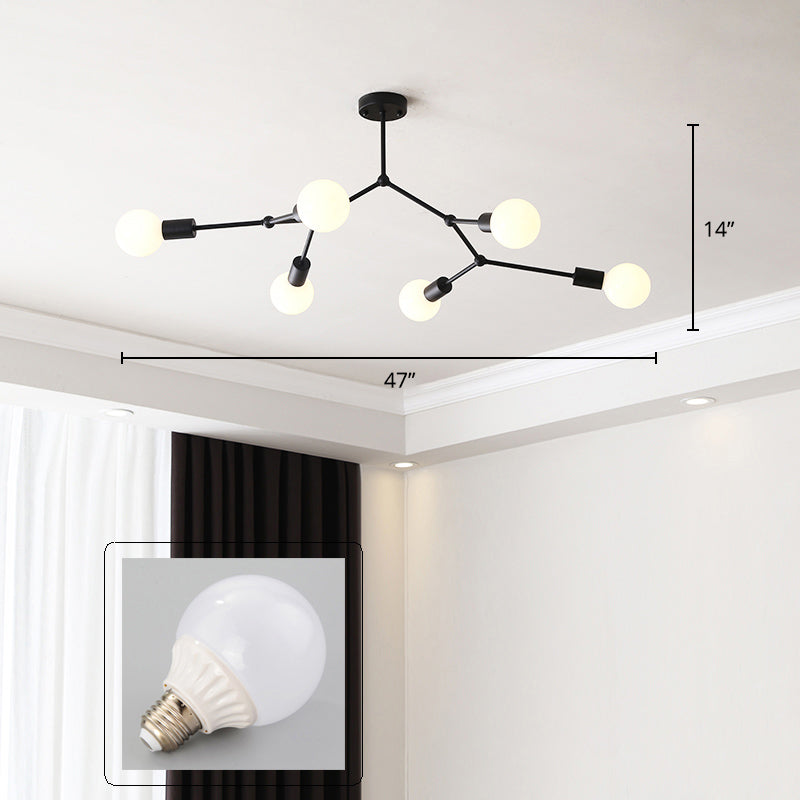 Lustre minimaliste en métal moléculaire : éclairage de salon élégant