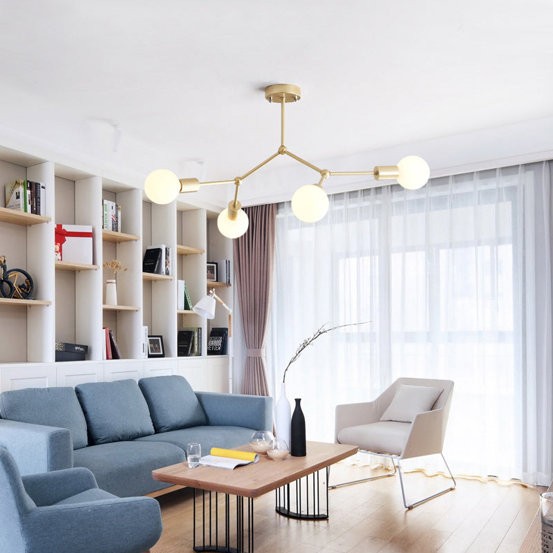 Lustre minimaliste en métal moléculaire : éclairage de salon élégant