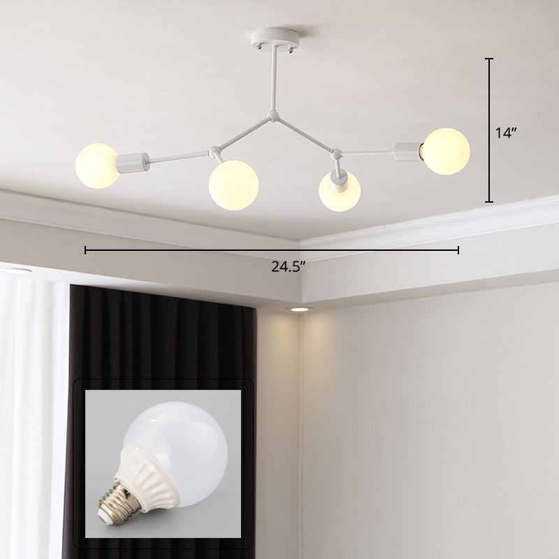 Lustre minimaliste en métal moléculaire : éclairage de salon élégant