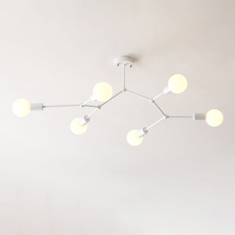 Lustre minimaliste en métal moléculaire : éclairage de salon élégant