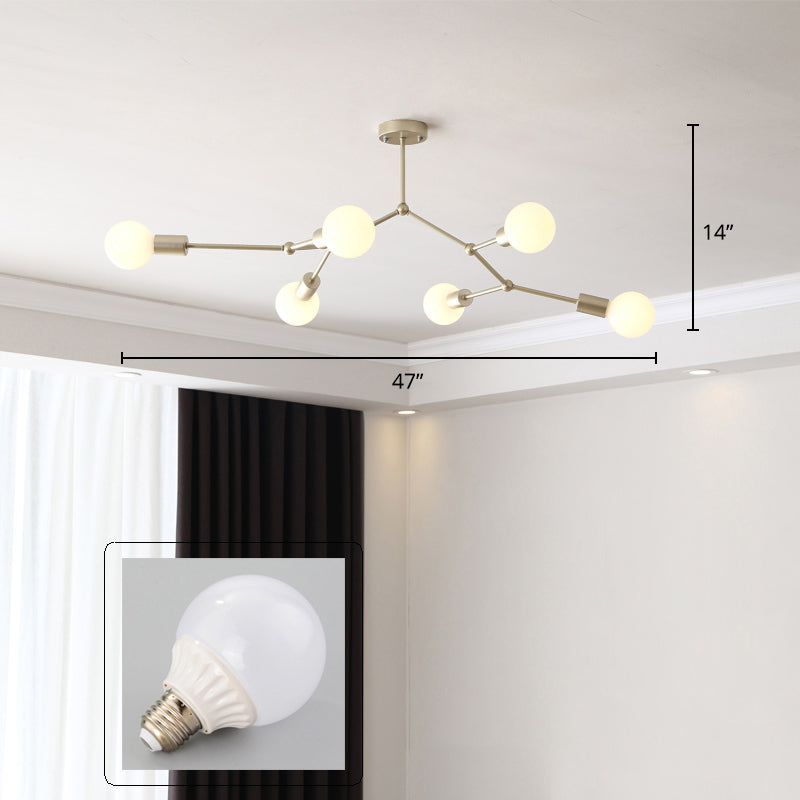Lustre minimaliste en métal moléculaire : éclairage de salon élégant