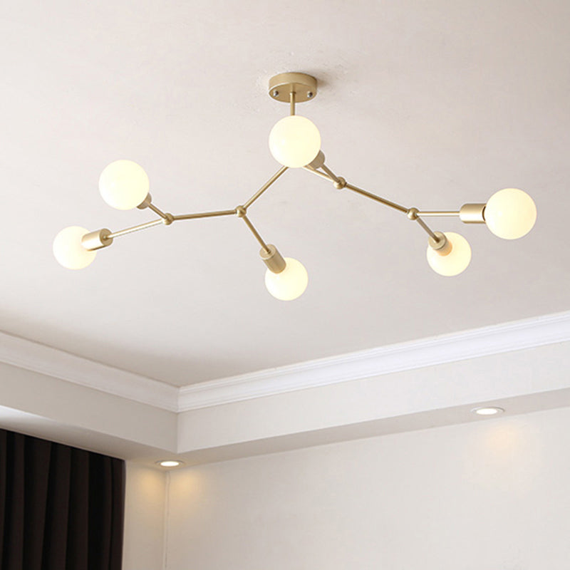 Lustre minimaliste en métal moléculaire : éclairage de salon élégant