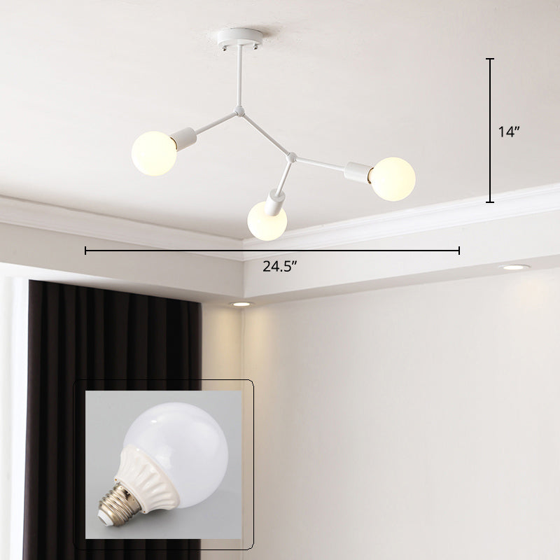 Lustre minimaliste en métal moléculaire : éclairage de salon élégant