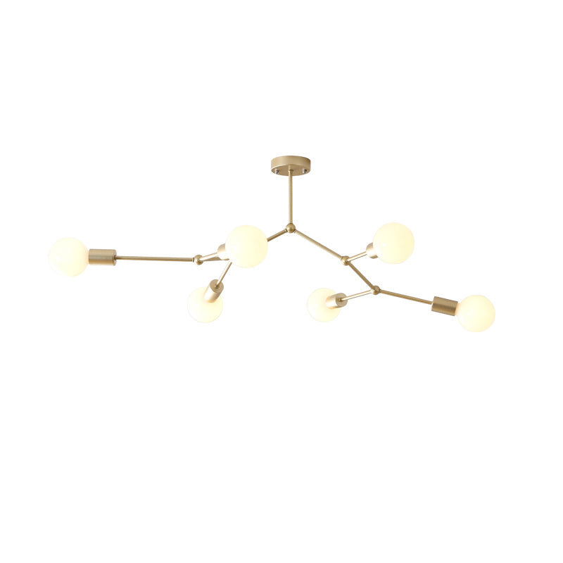 Lustre minimaliste en métal moléculaire : éclairage de salon élégant