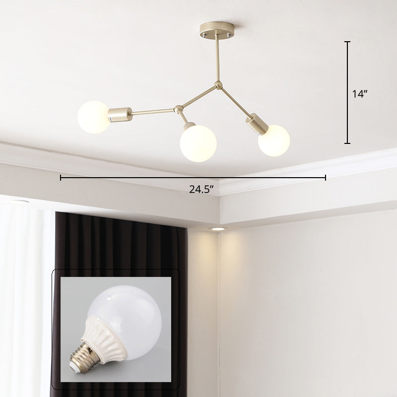 Lustre minimaliste en métal moléculaire : éclairage de salon élégant
