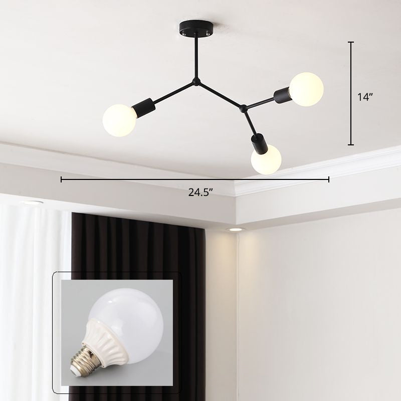Lustre minimaliste en métal moléculaire : éclairage de salon élégant