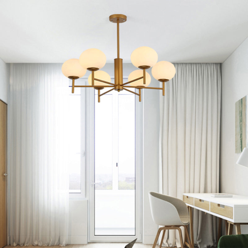Lustre de plafond de salon moderne ovale en verre crème