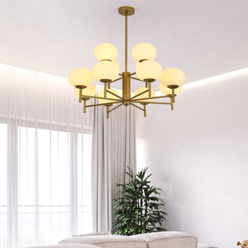 Lustre de plafond de salon moderne ovale en verre crème