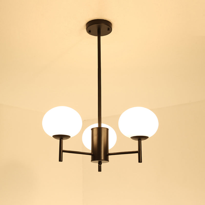 Lustre de plafond de salon moderne ovale en verre crème