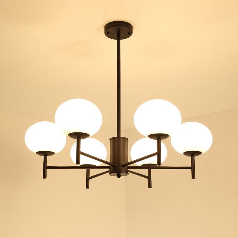 Lustre de plafond de salon moderne ovale en verre crème