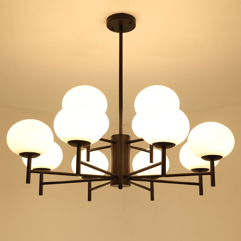 Lustre de plafond de salon moderne ovale en verre crème