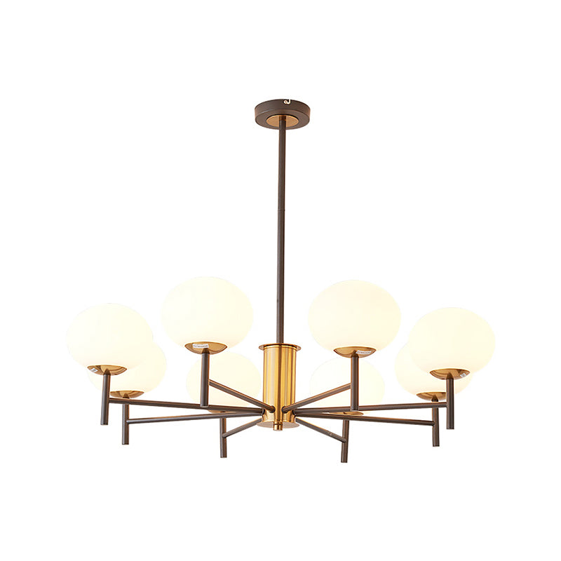 Lustre de plafond de salon moderne ovale en verre crème