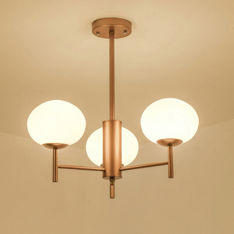 Lustre de plafond de salon moderne ovale en verre crème