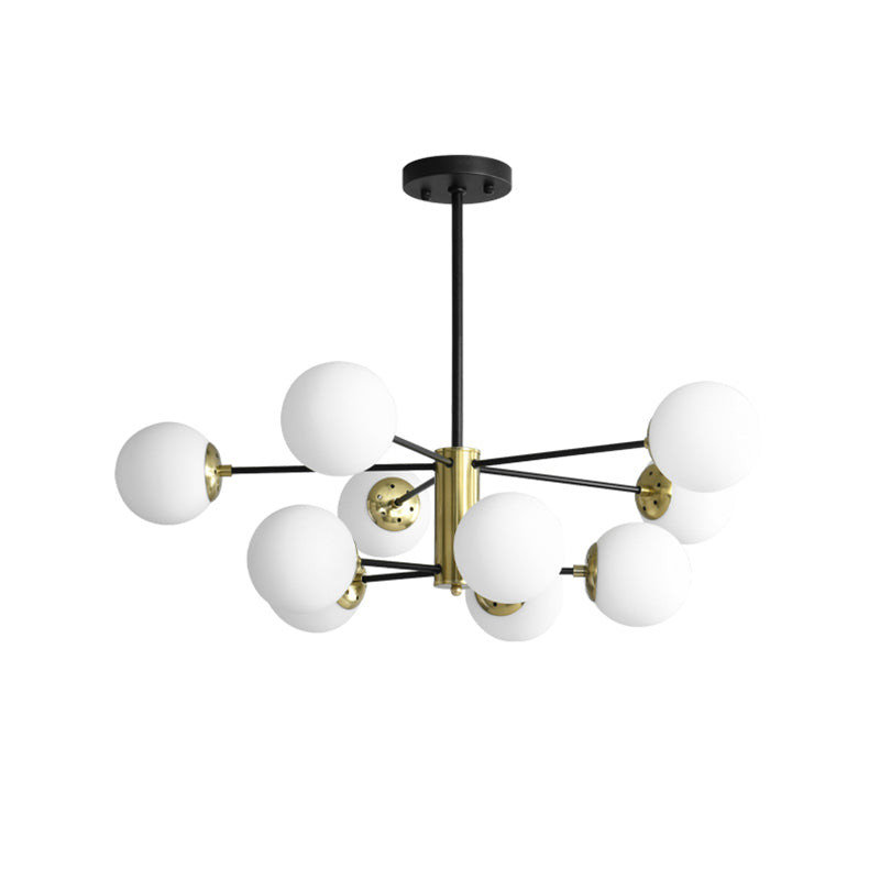 Lampe suspendue postmoderne élégante en noir et or pour salon avec design Spoutnik en verre