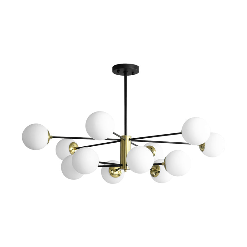 Lampe suspendue postmoderne élégante en noir et or pour salon avec design Spoutnik en verre