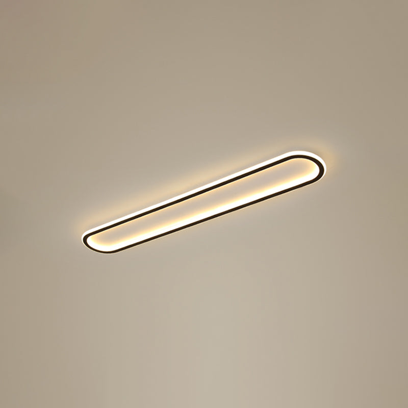 Minimalist Black LED Flush Mount Ceiling Light for Corridor with Acrylic Oblong Shape
