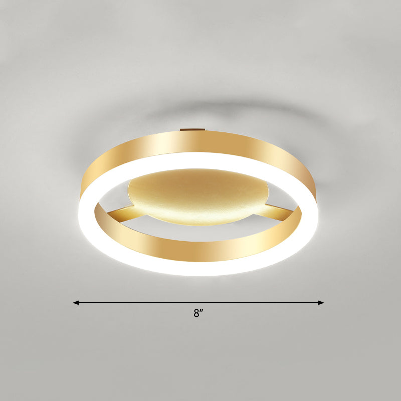 Minimalist Gold Flush Mount LED Ceiling Light with Aluminum Frame - Ideal for Corridor