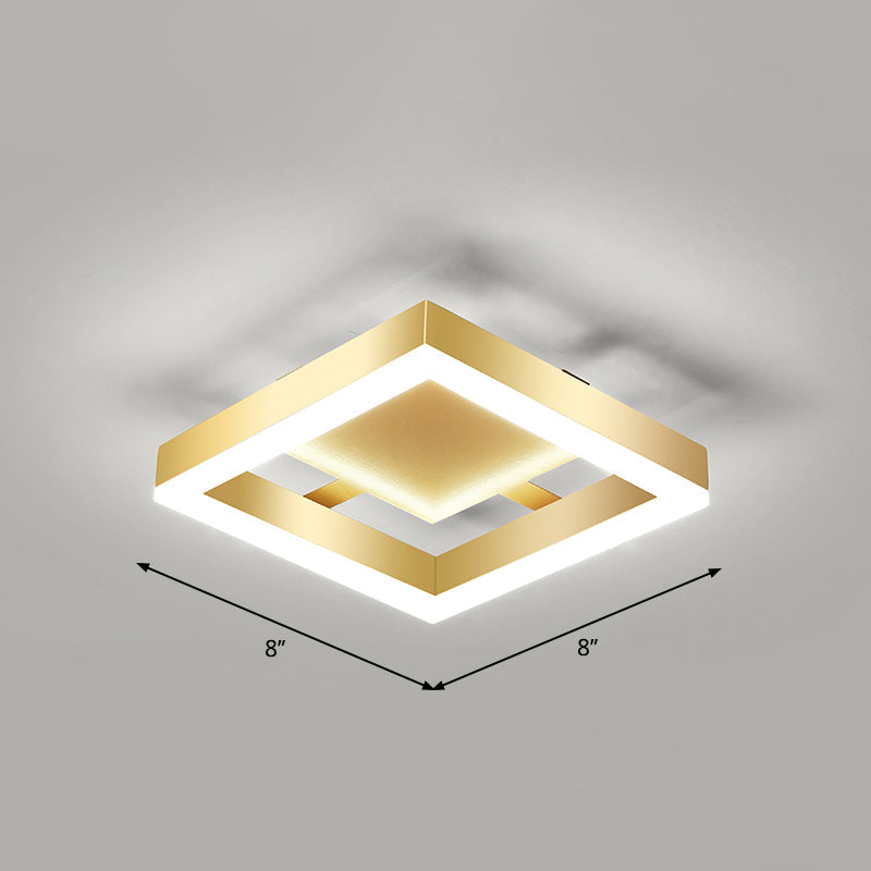 Minimalist Gold Flush Mount LED Ceiling Light with Aluminum Frame - Ideal for Corridor