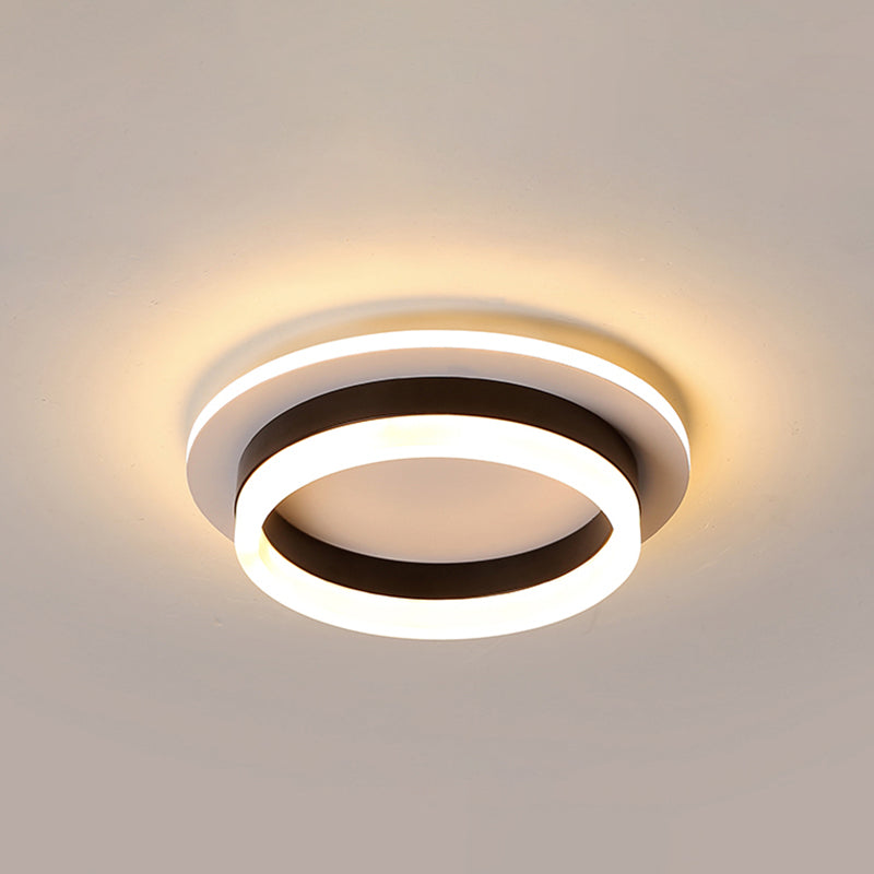 Compact Metal LED Flush Mount Ceiling Light with Acrylic Diffuser - Minimalist Design