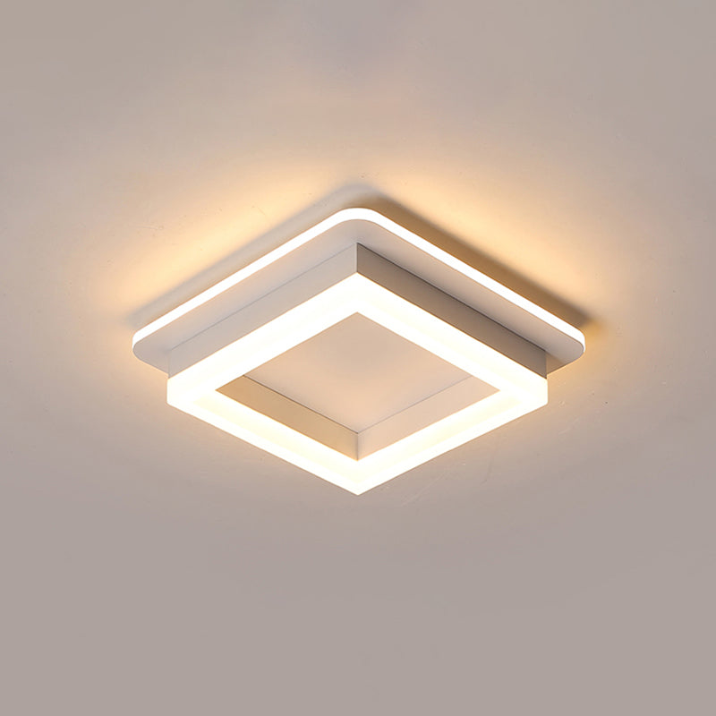 Compact Metal LED Flush Mount Ceiling Light with Acrylic Diffuser - Minimalist Design
