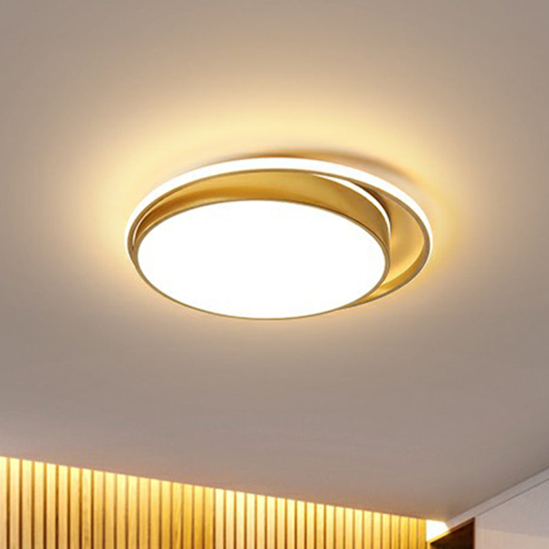Gold Finish LED Ceiling Mount Light for Bedroom with Round Acrylic Shade