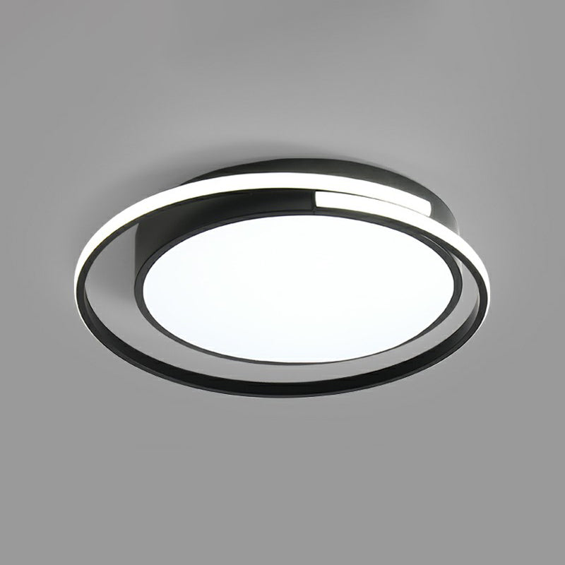 Minimalist Black Round LED Ceiling Lamp with Acrylic Flush Mount and Halo Ring