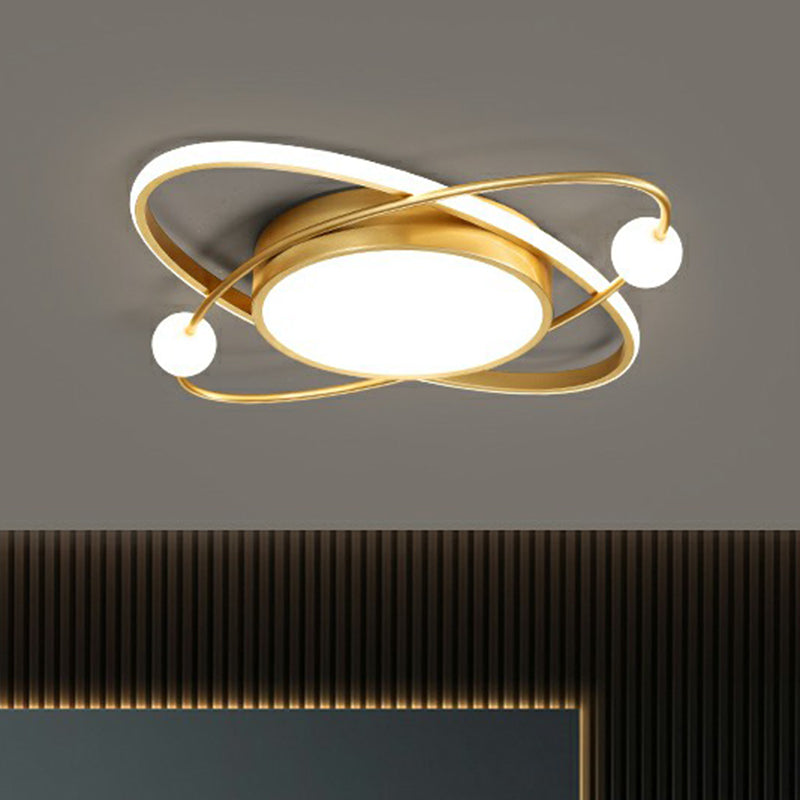 Minimalistic Gold Finish LED Flush Mount Ceiling Lamp for Bedroom