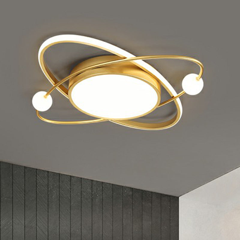 Minimalistic Gold Finish LED Flush Mount Ceiling Lamp for Bedroom