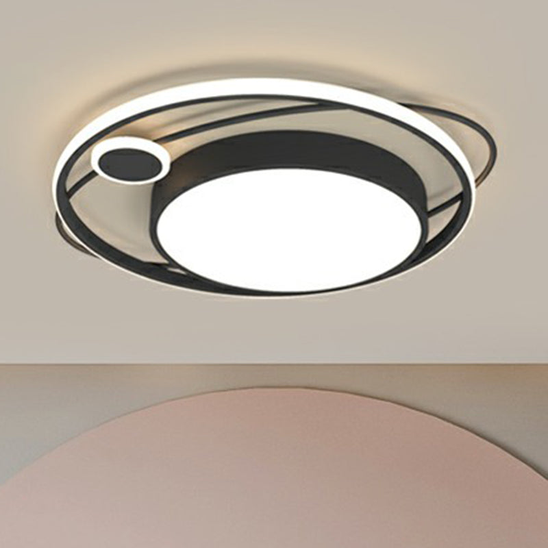 Modern Black Nordic Metal Circle LED Flush Mount Light for Bedroom