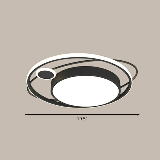 Modern Black Nordic Metal Circle LED Flush Mount Light for Bedroom