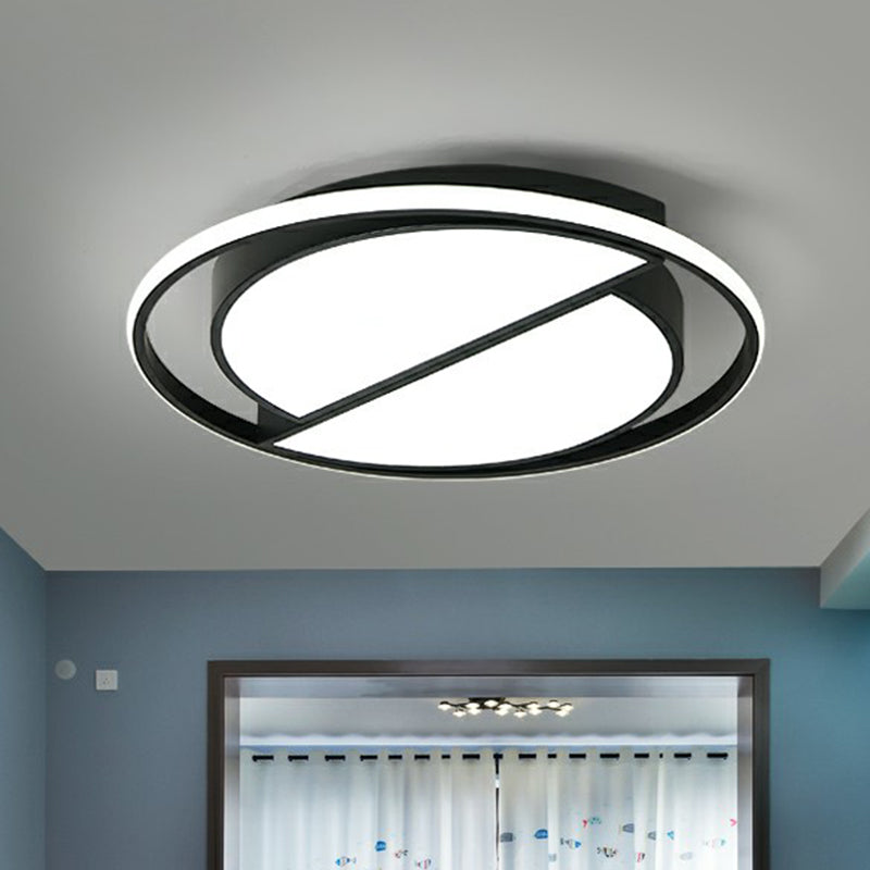 Minimalist Black Led Acrylic Flush Ceiling Lamp - Stylish Flushmount For Living Room / 16.5 White