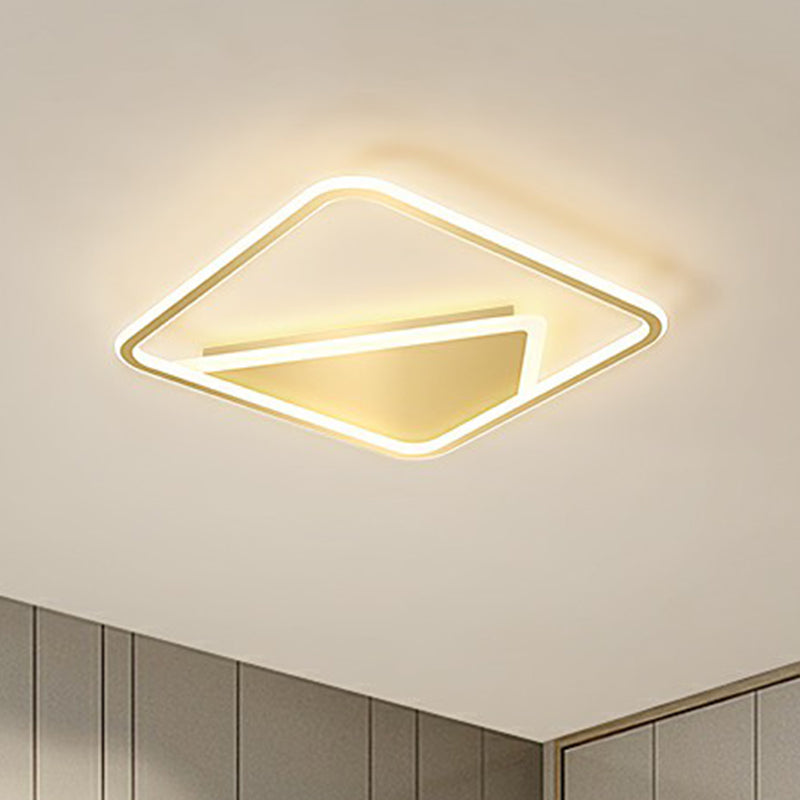 Gold Ultrathin LED Flush Mount Ceiling Fixture - Sleek Metal Flush-Mounted Light for Bedrooms