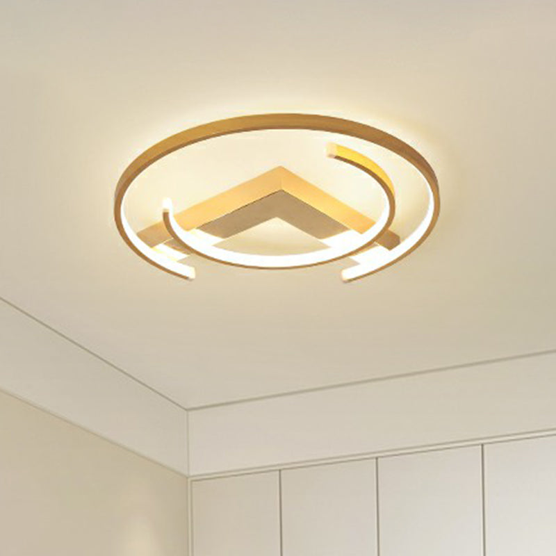 Gold LED Ceiling Flush Light with V and C Shaped Flush Mount Design and Acrylic Shade