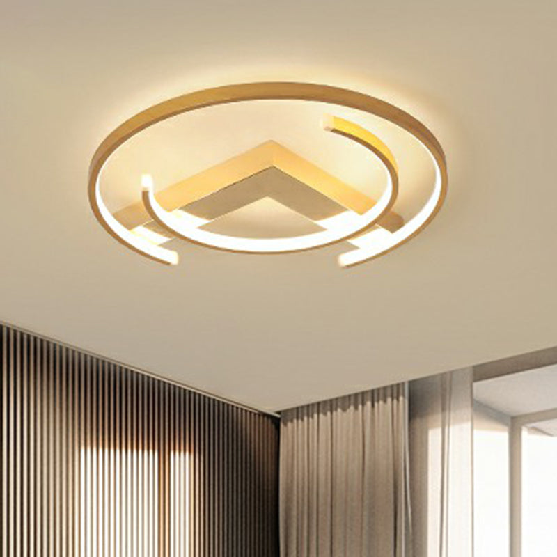 Gold LED Ceiling Flush Light with V and C Shaped Flush Mount Design and Acrylic Shade