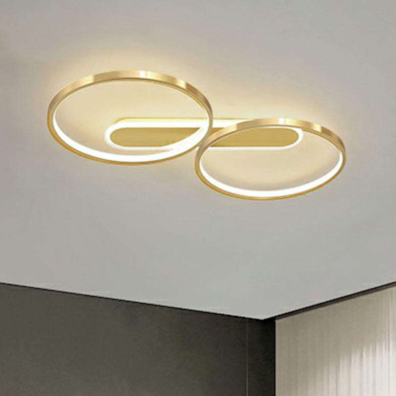 Minimalist LED Flush Mount Ceiling Light for Bedroom - Golden Circle Fixture