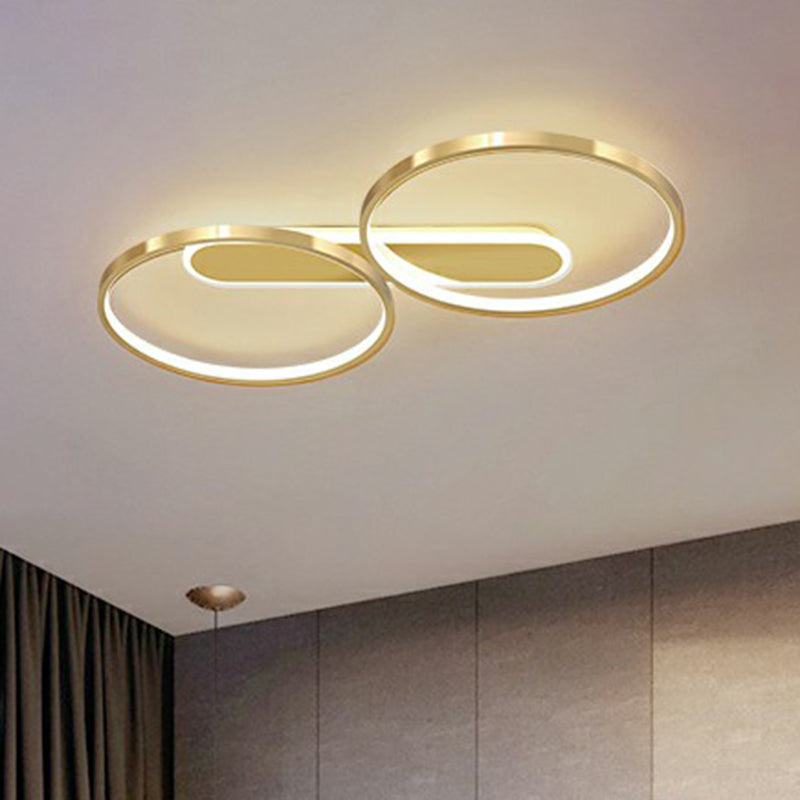 Minimalist LED Flush Mount Ceiling Light for Bedroom - Golden Circle Fixture